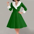 thumbnail image 5 of NSLGXD Women Elegant Christmas Dresses V Neck Fleece Collar 1950s Vintage Midi Swing Dress Casual Xmas A Line Party Holiday Dresses, 5 of 8