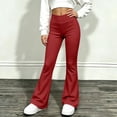 thumbnail image 2 of BLVB Girl's Flare Pants High Waisted Yoga Bootcut Pants Teen Kids Full Length Bell Bottoms Legging(Red,9-10 Years), 2 of 8