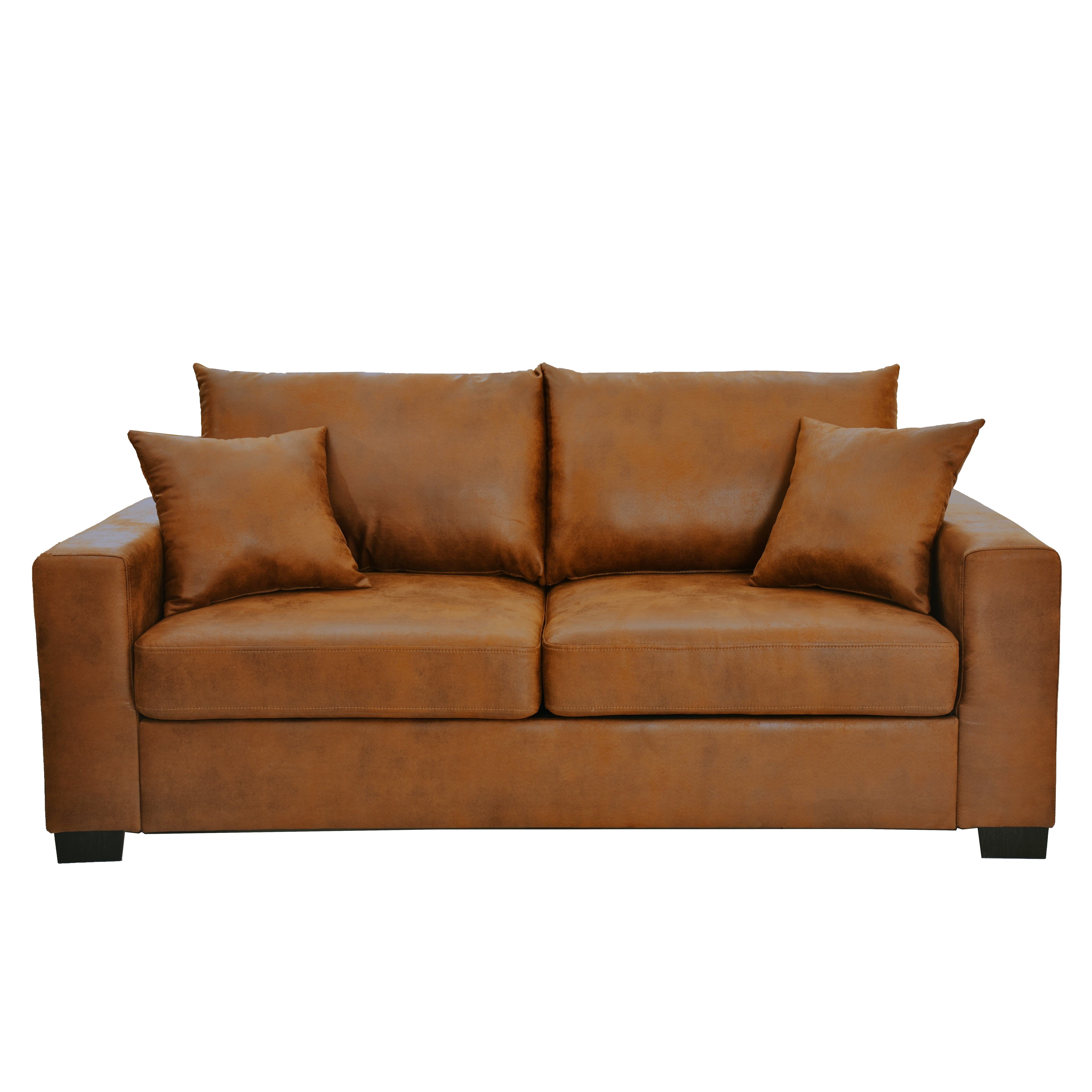 Lunale 69" Loveseat Sofa for Small Space, Modern Comfortable 2-Seater Upholstered Couch, Brown Faux Leather