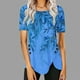 thumbnail image 2 of Blusas de Manga Corta para las Mujeres Botón Impreso Cuello Redondo Top Casual, Blusas para las Mujeres Casual, 2 of 5