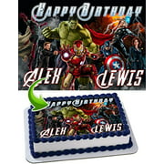 Anvengers Hulk, Iron Man, Thor, Captain America Edible Cake Topper Personalized Birthday 1/4 Sheet Decoration Custom Sheet Birthday Frosting Transfer Fondant Image