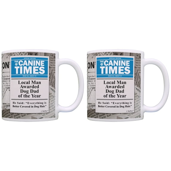 ThisWear Funny Dog Mugs Local Man Awarded Dog Dad of the Year Dog Gag 11 ounce 2 Pack Coffee Mugs News