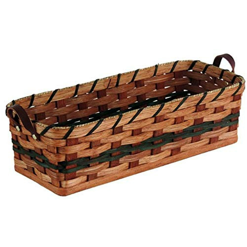 Amish Handmade Bread Basket With Leather Loop Handles