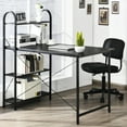 thumbnail image 2 of Costway 48" Reversible Computer Desk Writing Table Workstation w/ Storage Shelf Black, 2 of 10