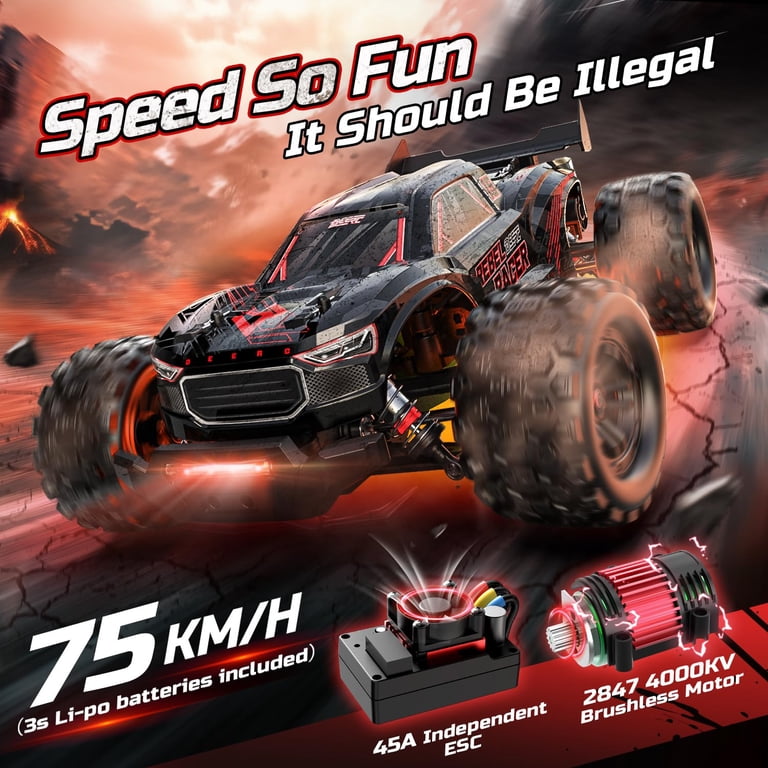 Deerc RC Car, 1:14 Brushless Off-Road Truck, 46+ MPH, 4WD