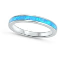 thumbnail image 4 of CHOOSE YOUR COLOR Blue Simulated Opal Thumb Ring .925 Sterling Silver Wedding Band CZ Female Size 5, 4 of 4