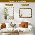 thumbnail image 4 of Wall Mirror Yellowish Brown 30"x40" Wavy Rectangle Solid Wood Frame Decorative Mirror,For Bedroom, Bathroom, Living Room, Entryway,Decorative Wall Mirror, 4 of 14