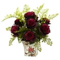 thumbnail image 4 of Nearly Natural Rose & Maiden Hair Artificial Flower with Floral Planter, Pink, 4 of 5