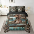 thumbnail image 2 of Manfei Texas Stars Bedding Full Size, Western Cowboy Boot Bedding Sets Full Size, Rustic Farmhouse Reversible Comforter Sets with Sheets, Ultra Soft Room Decor, 7 Pieces, 2 of 6