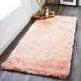thumbnail image 2 of Freya Plush Shag Rug with Metallic Sheen, Salmon Pink, 2ft-6in x 6ft, Runner, 2 of 7