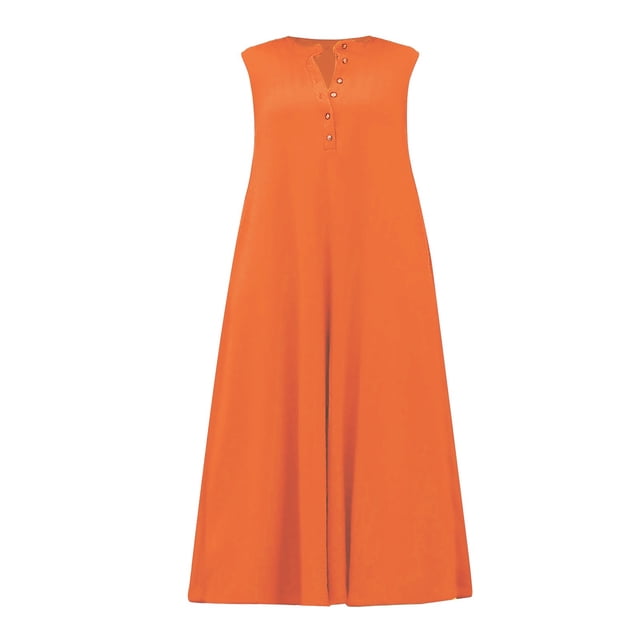 HBFAGFB Combinaisons pour Femmes Grande Taille Col Rond Décontracté Sans Manches Taille Haute Orange Taille TTG