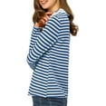 thumbnail image 5 of Allegra K Women's Peter Pan Collar Long Sleeves Contrast Striped Blouse, 5 of 7