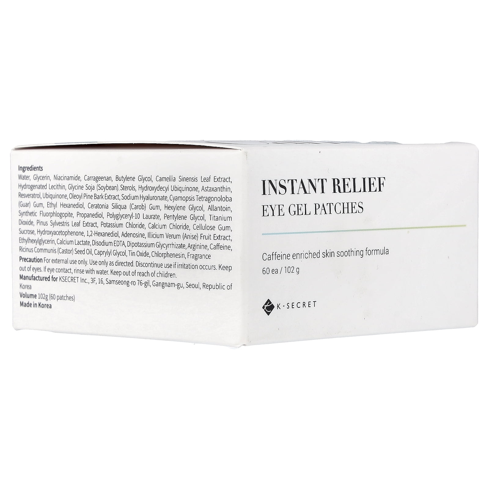 K-Secret Eye Gel Patches, Instant Relief, 60 Patches