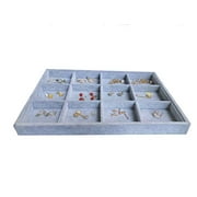 Ice Gray Plush Velvet Stackable Jewelry Display Trays Showcase Jewelry Organizer Storage Trays (12 Grids)