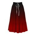 thumbnail image 4 of Nmnitkp Boho Maxi Skirt for Women Summer Floral Smocked High Waisted Skirts with Pockets Vacation A-Line Long Flowy Skirts Red,XL, 4 of 7