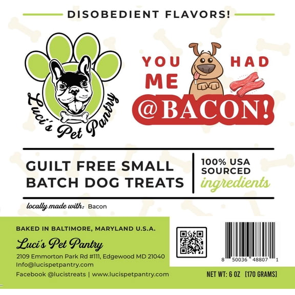 You Had Me @ Bacon "Bacon Biscuits" Homemade Dog & Puppy Treats! Gift Box with 4 - 6 oz. Treat Bags
