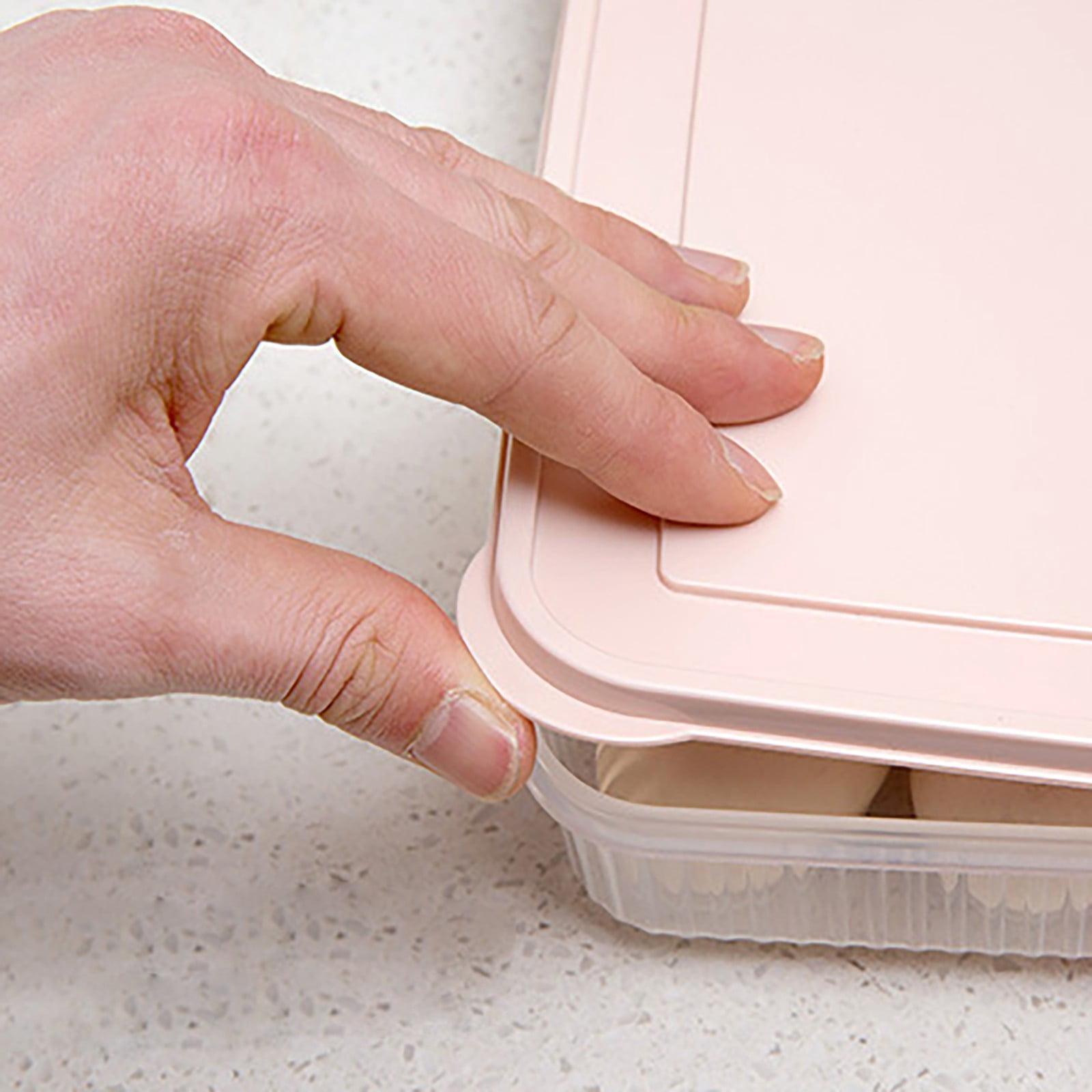 CSSJKYJ 1PC Egg Containers With Lid Portable Storage Egg Holder Stackable Plastic Egg Tray for Kitchen Fridge Keep Fresh 11.81x9.06x2.24 Inch,Beige