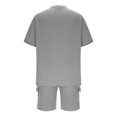 thumbnail image 5 of VBTAPA Men's Fashion 2 Piece Waffle Knit T Shirt and Shorts Sets Summer Beach Outfits Casual Tracksuits Set with Pockets Gray L, 5 of 9