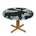 thumbnail image 3 of Orinice Moose Silhouettes Plaid Round Table Cover Stain Resistant Washable Indoor Outdoor Tablecloth Kitchen Dining Wedding Parties 100% Polyester Fiber 38-42, 3 of 8