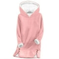 thumbnail image 4 of Pink Womens Sweaters Women's Winter Warm Hoodies Fleece Lined Sweatshirt Long Sleeve Fuzzy Warm Pullover Winter Clothes Fall Outfits for Women 2025, 4 of 6