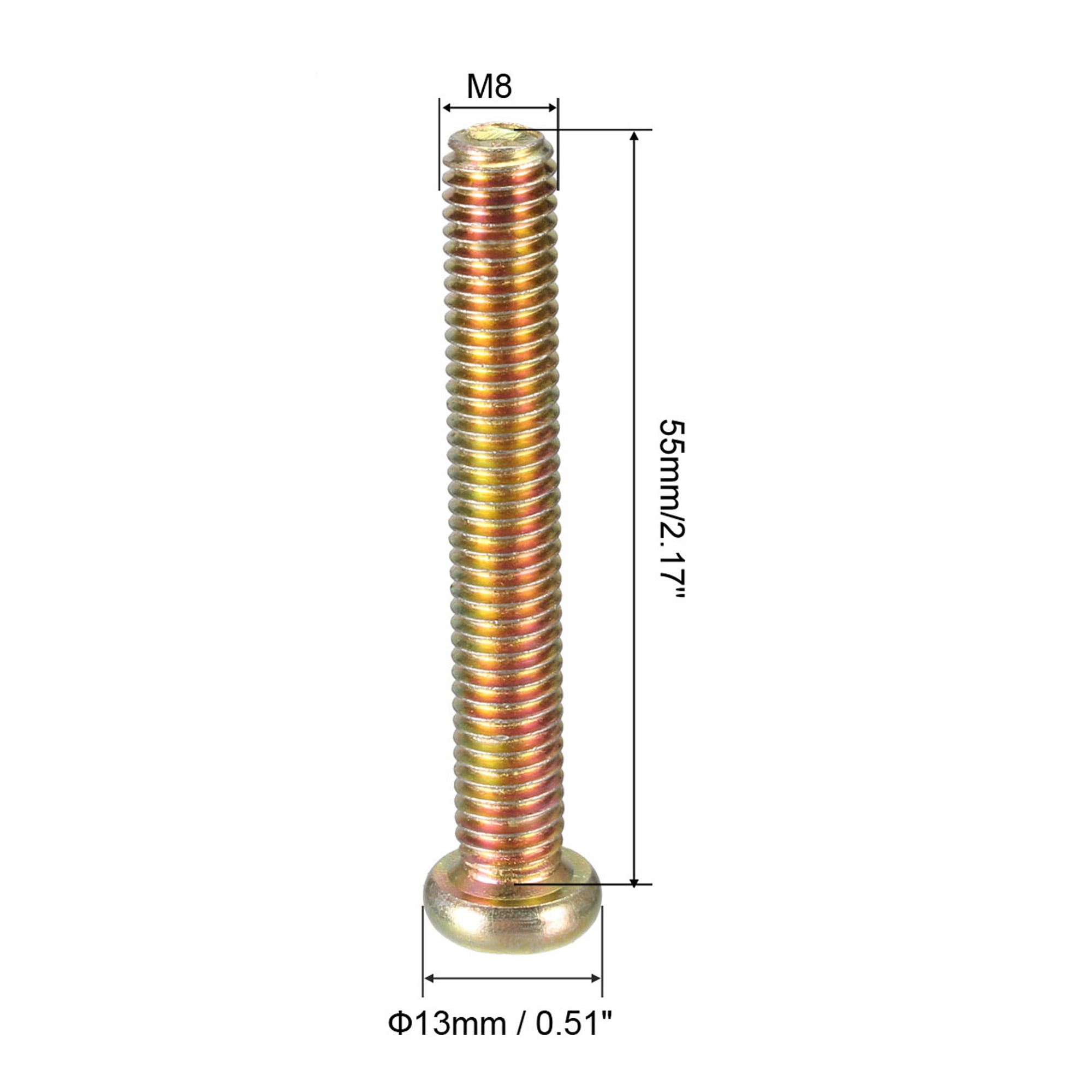 M8x55mm Furniture Screw Hex Socket Machine Screws Zinc Plated Fasteners Bolts Full Thread Carbon Steel 15 Pcs