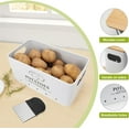 thumbnail image 3 of Kitchen Vegetable Storage Set of 3, Metal Onion Garlic Potato Storage Set, Kitchen Canisters Vegetable Keeper Containers with Aerating Holes and Wooden Lid (White), 3 of 7