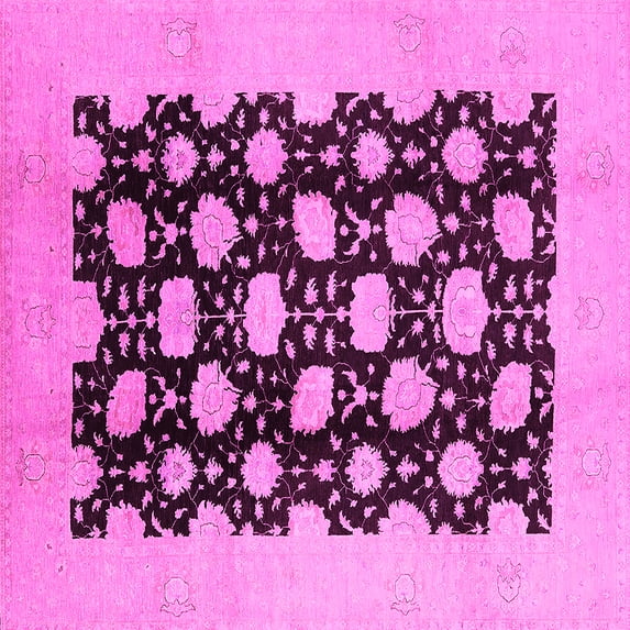 Ahgly Company Indoor Square Oriental Pink Traditional Area Rugs, 6' Square