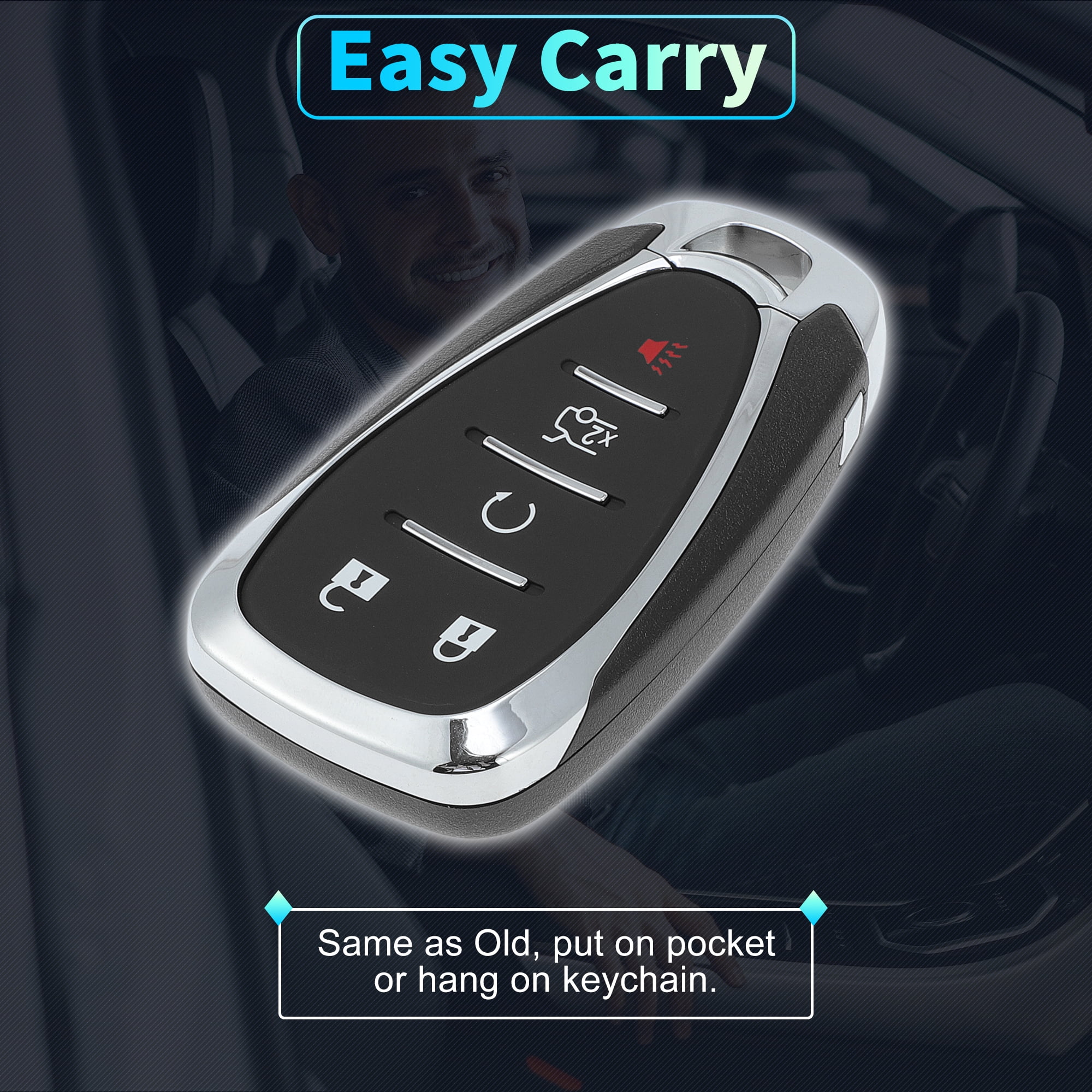 HYQ4ES 433 MHz Replacement Keyless Entry Remote Smart Key Fob for Chevrolet Malibu Camaro 2021 2022 2023 No.13522891 5 Buttons