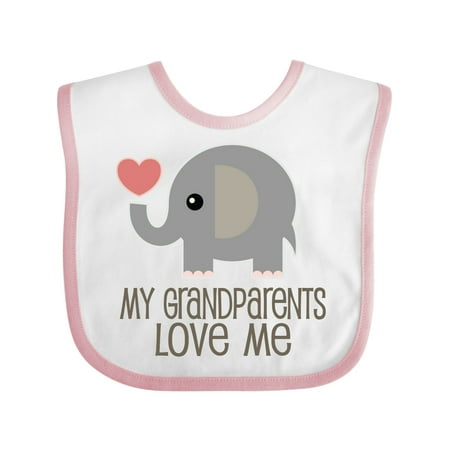

Inktastic My Grandparents Love Me Elephant Gift Baby Boy or Baby Girl Bib