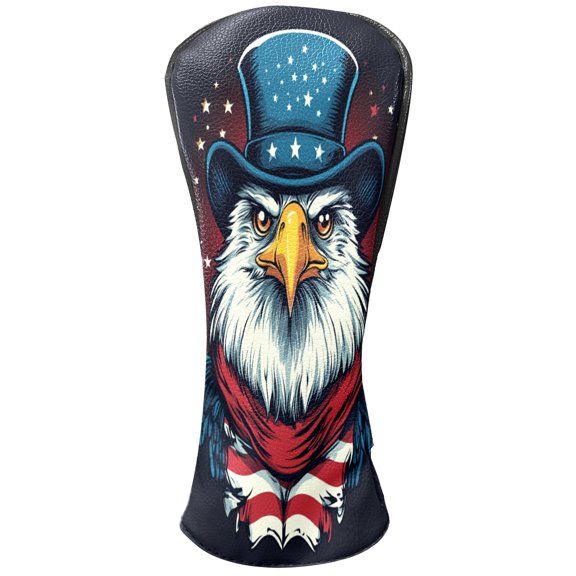 Golf Club Head Cover Waterproof Leather Golf Accessories HeadCovers Set Driver Headcover for Women Men USA Flag Eagle Hat Pattern