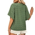 thumbnail image 7 of Women's Tops Summer V Neck Jacquard Half Sleeve T-Shirts Casual Loose Soft Comfortable Basic Tee Blouses (XL, Green), 7 of 7