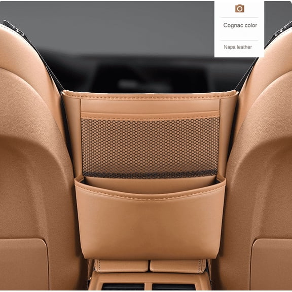 Leather Car Seat Gap Storage Bag Between Seats Hanging Organizer with Phone Water Cup Holder for Auto Interior