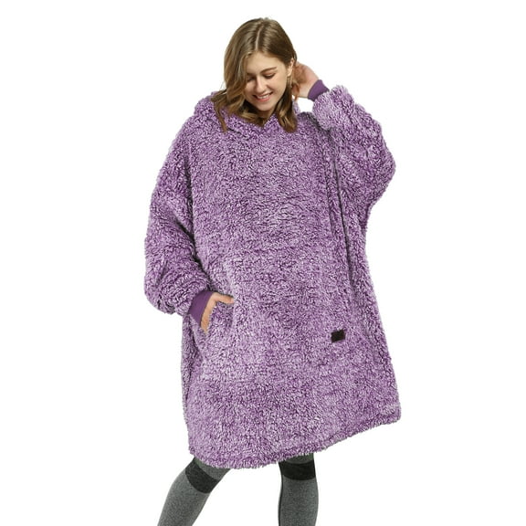 Catalonia Oversized Blanket Hoodie Sweatshirt, Wearable Sherpa Lounging Pullover for Adults Women Men