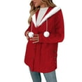 thumbnail image 4 of Maplenight Hooded Fleece Jacket for Women Button Down Thermal Winter Coat Casual Soft Fall Teddy Outerwear Fuzzy Coats, 4 of 8