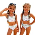 thumbnail image 3 of CCRFTGI Swimsuit for Kids Girls Size 7 2 Piece Set Swim Vacation Girls Bikini Beach Vacation Bathing Suit Cute Summer Fruit Floral Print Girls Fashion Swim Suit Kids Swimwear White 9-10 Years, 3 of 9