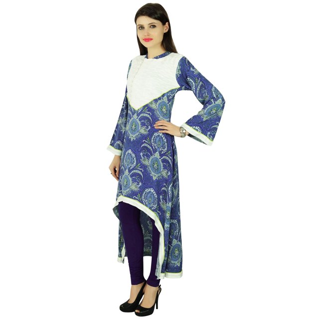 Phagun Kurta Femme Ethnique Designer Damassé Rayonne Kurti Décontractée Tunique Robe