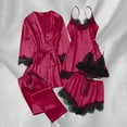 thumbnail image 2 of GERsome 5 Piece Womens Satin Pajama Set, Lace Cami Shorts Sleepwear with Robe Soft Nightwear S-3XL, 2 of 7