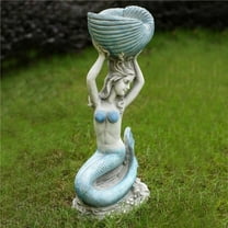 Direct Wicker GS-24935M-BL Ocean Style 11.61' x 7.68' x 23.23' Magnesium Oxide Mermaid Statue for Home, Garden, Patio