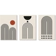 thumbnail image 3 of Black and White Boho Abstract Wall Art 3 Pieces Neutral Geometric Line Sun Canvas Prints Painting Geometry Artwork for Home Office Bedroom Bathroom and Living Room Wall Décor 12"x16", 3 of 5