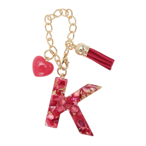 Unique Bargains 1 Pc Heart Tassel Letter K Water Cup Pendant for Office Red Alloy Plastic