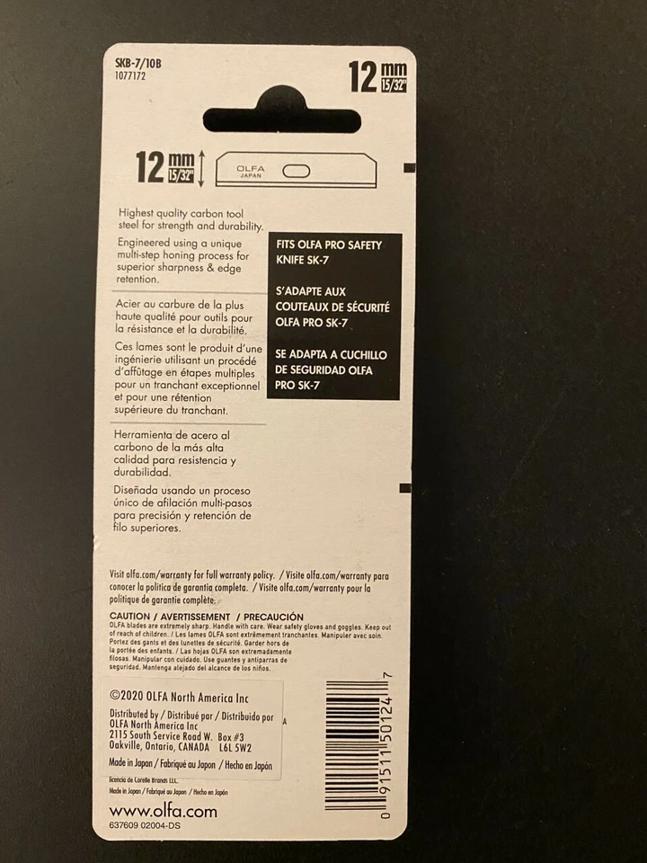 PRIME - Olfa Skb-7/10B Utility Blade, Square Point, 18Mm W, Pk10