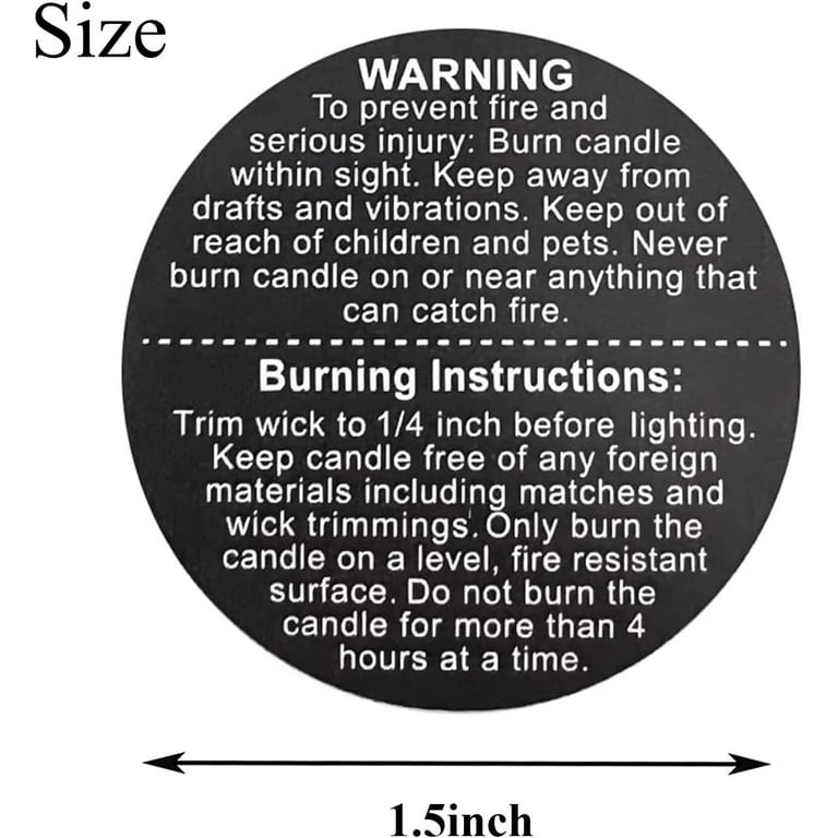Candle Warning Labels 1.5 inch Candle Jar Container Stickers