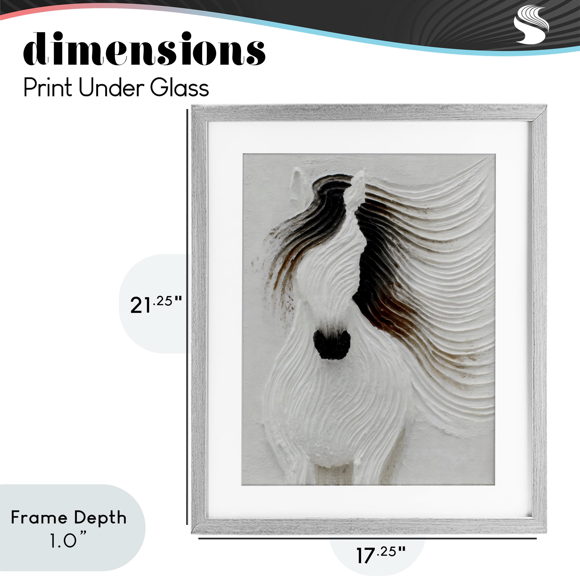 Stupell Industries Grooved Horse in Flowing Motion Gray Framed Print Under Glass, design by Ink Drop Loft