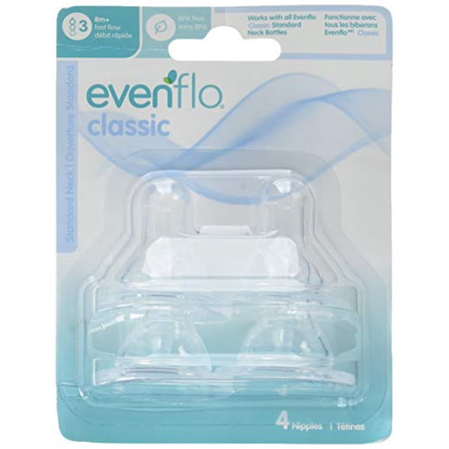 Evenflo Pezones de botella clásica, paquete de 12, flujo rápido