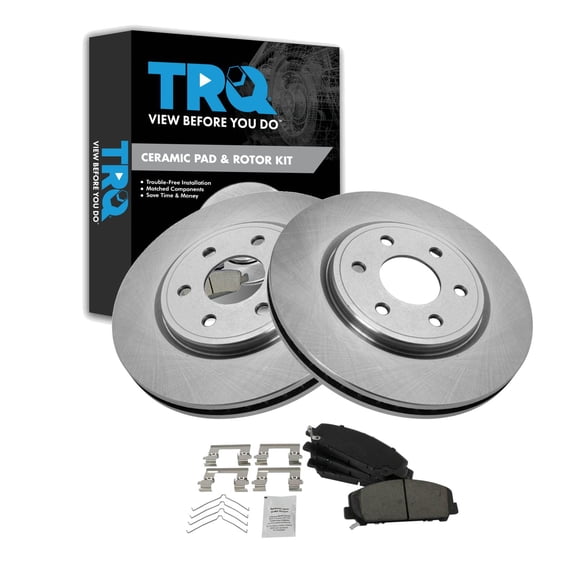 TRQ Front Brake Pad & Rotor Kit Brake Pads Brake Rotor Ceramic Fits Select 2011-2012 Suzuki Equator