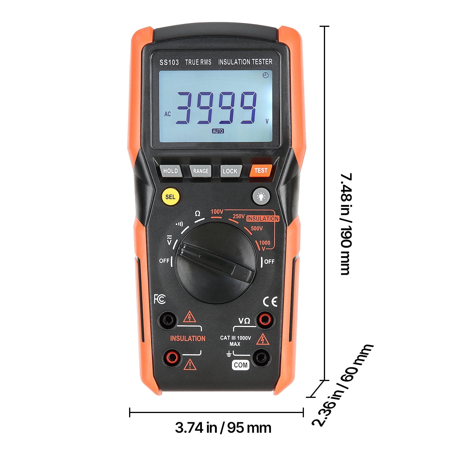 KFFKFF Digital Multimeter, 4000-Count TRMS Voltmeter Ohmmeter, 1000V AC/DC Voltage Tester with Auto/Manual Range for Measuring Voltage, Resistance, and Continuity