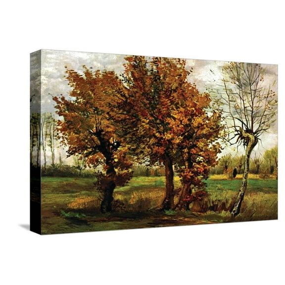 Art.com Autumn Landscape with Four Trees Stretched Canvas Print Wall Art by Vincent van Gogh, 18" x 12"