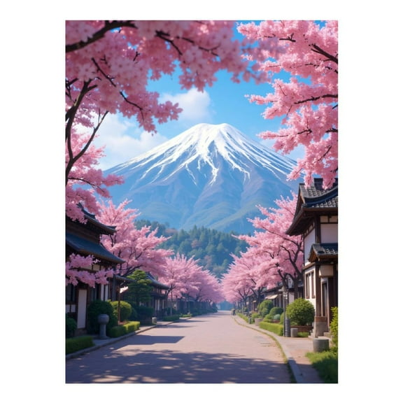 Diamond Art Kits for Adults, Cherry Blossoms Mountain View 5D Diamond Painting Kits for Adults Beginners, DIY Full Drill Diamond Painting, Gem Art and Crafts 12x16