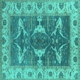 thumbnail image 1 of Ahgly Company Indoor Square Oriental Turquoise Blue Industrial Area Rugs, 5' Square, 1 of 4