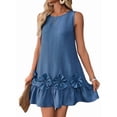 thumbnail image 3 of Women'S Dress Sleeveless Ruffle Short Dresses Cute Summer Tank Dress Blue S, 3 of 10